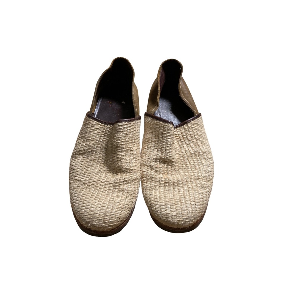 Cole Haan Nike Air Woven Leather Slip On Shoes Mens 9 Tan Olive Green Loafers